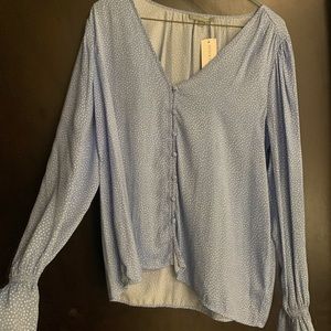 light blue & white dotted blouse
